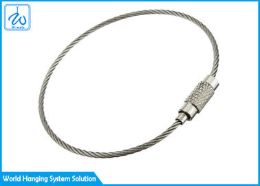 Ate con alambre el llavero del lazo del cable de etiqueta del anillo, llavero de la cuerda de alambre de la etiqueta del equipaje/de la ropa