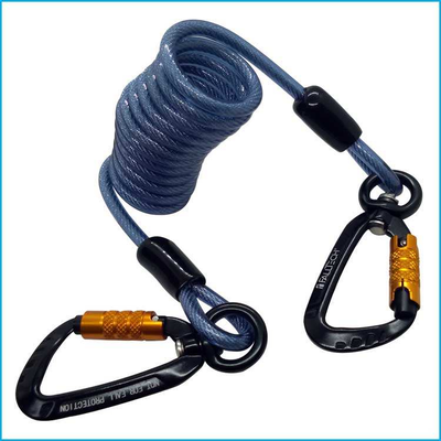 Metal Spring Coil Safety Tool Lanyard High Durability Carabiner Easy Installation Anti Fall Rope for Industrial Outdoor Working