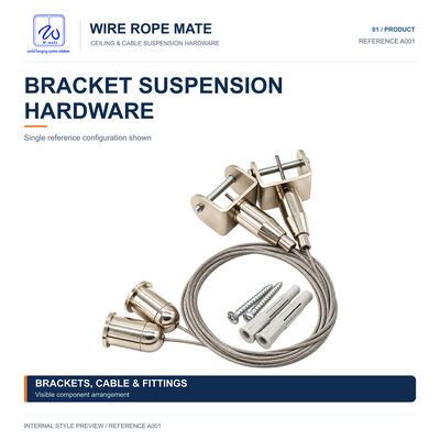 Hanging Suspension Mounting Wire Accessory Kit Fitting Ceiling Attachment Kit for Picture Hanging System
