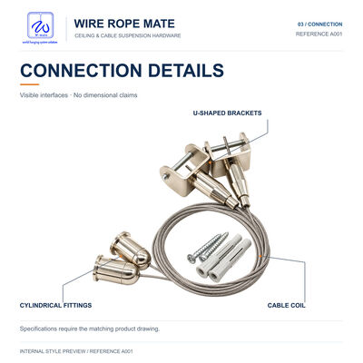 Hanging Suspension Mounting Wire Accessory Kit Fitting Ceiling Attachment Kit for Picture Hanging System