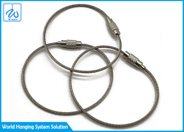 Llavero del lazo del cable de la hebilla del alambre de la etiqueta del equipaje, llavero de la cuerda de alambre de acero inoxidable