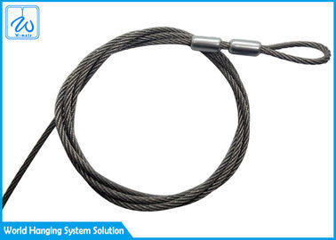 Cuerda de alambre de acero inoxidable del cable 3m m de la seguridad del resorte tensor del SGS con el extremo del lazo
