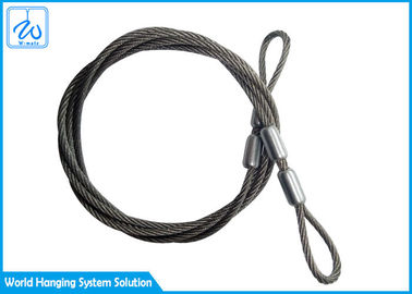Cuerda de alambre de acero inoxidable del cable 3m m de la seguridad del resorte tensor del SGS con el extremo del lazo