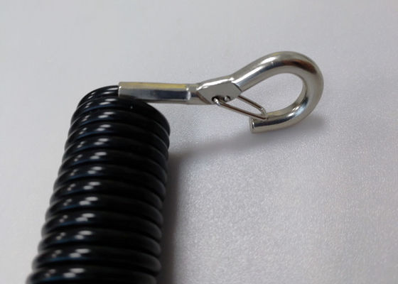 cable retractable revestido de la seguridad del resorte tensor de la PU de los 30cm