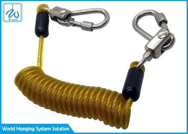 Acollador en espiral perdido anti de la herramienta del cable de alambre con el mosquetón de aluminio de la cerradura del tornillo