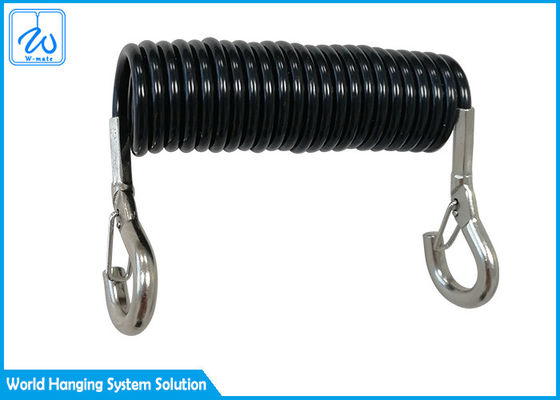 cable retractable revestido de la seguridad del resorte tensor de la PU del 100cm