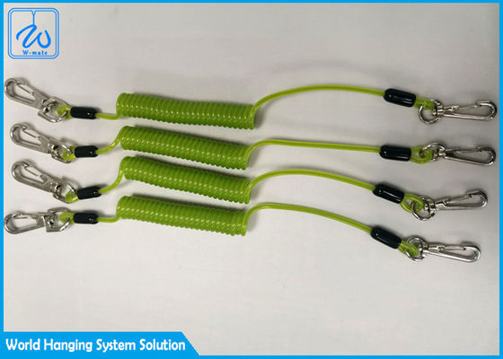 cable retractable revestido de la seguridad del resorte tensor de la PU de los 30cm